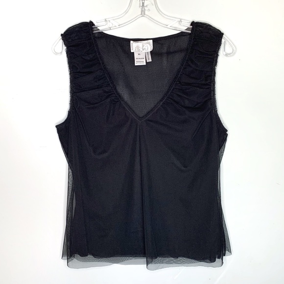 Alberto Makali Black Sheer Sleeveless Blouse Large - Picture 2 of 8